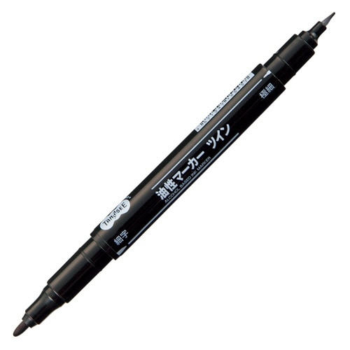 TANOSEE　キャップ式油性マーカー　ツイン　細字＋極細　黒　1セット（50本）（ご注文単位1セット）【直送品】