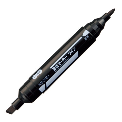 TANOSEE　キャップ式油性マーカー　ツイン　太字＋細字　黒　1セット（50本）（ご注文単位1セット）【直送品】