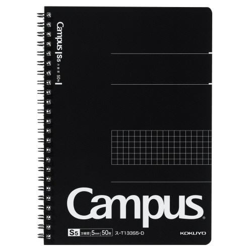 コクヨ　キャンパス　ツインリングノート　A5　5mm方眼罫（カットオフ）　50枚　ス-T133S5-D　1セット（5冊）（ご注文単位1セット）【直送品】