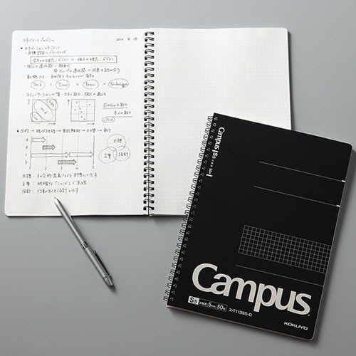 コクヨ キャンパス ツインリングノート セミB5 5mm方眼罫(カットオフ) 50枚 ス-T113S5-D 1セット(5冊)(ご注文単位1セット)【直送品】