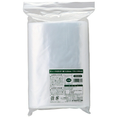 伊藤忠リーテイルリンク　チャック付ポリ袋　0.04×170×240mm　CHB40-H　1セット（2000枚：100枚×20パック）（ご注文単位1セット）【直送品】