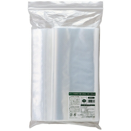 伊藤忠リーテイルリンク　チャック付ポリ袋　0.04×240×340mm　CHB40-J　1セット（1500枚：100枚×15パック）（ご注文単位1セット）【直送品】