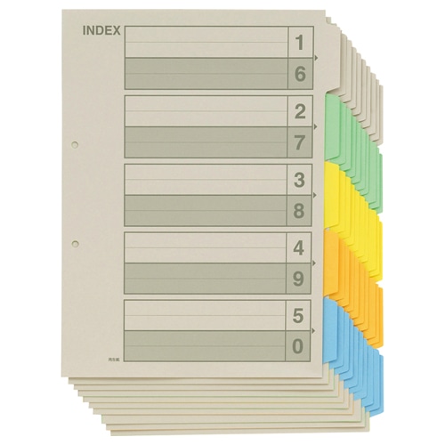 TANOSEE　再生インデックス　A4タテ　2穴　5山　1セット（400組：10組×40パック）（ご注文単位1セット）【直送品】