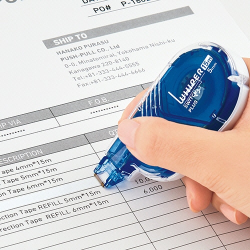 プラス　修正テープ　ホワイパースイッチ　本体　5mm幅×15m　ブルー　WH-1515　1セット（10個）（ご注文単位1セット）【直送品】