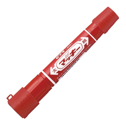 ゼブラ　油性マーカー　ハイマッキー　角芯太字＋丸芯細字　キャップジャケット付　赤　P-MO-150-MC-RJ　1セット（10本）（ご注文単位1セット）【直送品】