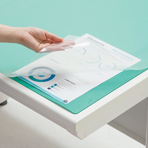 TANOSEE PVCデスクマット(フタル酸エステル不使用) 斜めカット ダブル 900×620mm 1セット(5枚)(ご注文単位1セット)【直送品】