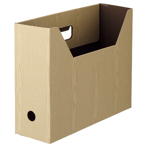 TANOSEE　ボックスファイル（WOODY）　A4ヨコ　背幅100mm　ナチュラル　1セット（15冊：3冊×5パック）（ご注文単位1セット）【直送品】