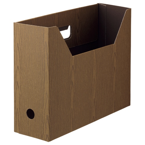 TANOSEE　ボックスファイル（WOODY）　A4ヨコ　背幅100mm　ブラウン　1セット（15冊：3冊×5パック）（ご注文単位1セット）【直送品】