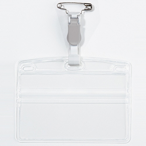 オープン工業　タッグ名札　プラクリップ　ソフトヨコ　名刺　灰　NT-2-GY　1セット（50枚：10枚×5パック）（ご注文単位1セット）【直送品】