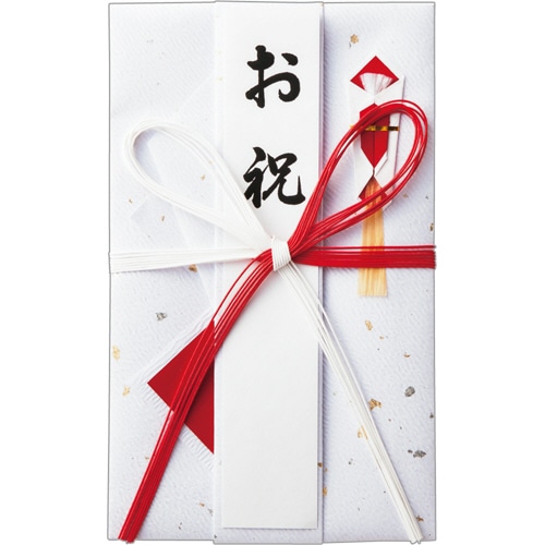 マルアイ　祝儀袋　金振赤白7木花結お祝　短冊付　キ-421　1枚（ご注文単位1枚）【直送品】