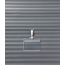 ライオン事務器　チャック式名札　ヨコ型　ソフトタイプ　取付用クリップ付　N-77K　1セット（10個）（ご注文単位1セット）【直送品】