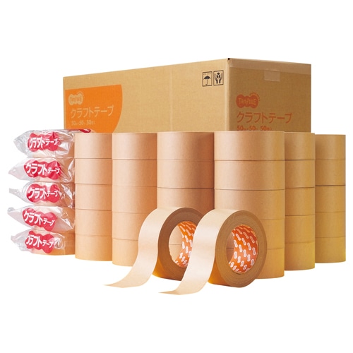 TANOSEE クラフトテープ 50mm×50m 1セット(50巻)(ご注文単位1セット)【直送品】