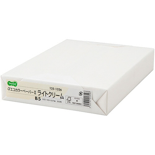 TANOSEE　αエコカラーペーパーII　B5　ライトクリーム　1セット（2500枚：500枚×5冊）（ご注文単位1セット）【直送品】