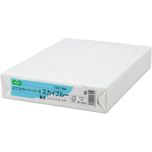 TANOSEE　αエコカラーペーパーII　B5　スカイブルー　1セット（2500枚：500枚×5冊）（ご注文単位1セット）【直送品】