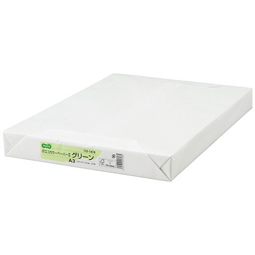 TANOSEE　αエコカラーペーパーII　A3　グリーン　1セット（1500枚：500枚×3冊）（ご注文単位1セット）【直送品】