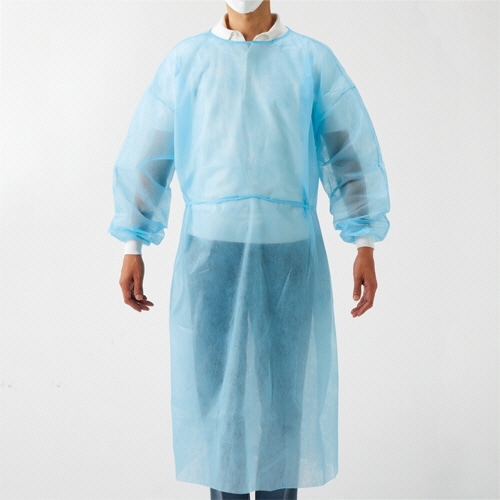 川西工業　ガードファインガウンPP　フリーサイズ　ブルー　7227B　1セット（100枚：10枚×10箱）（ご注文単位1セット）【直送品】