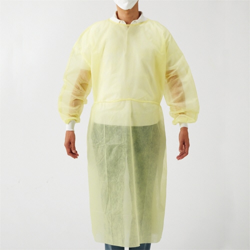 川西工業　ガードファインガウンPP　フリーサイズ　イエロー　7227Y　1セット（100枚：10枚×10箱）（ご注文単位1セット）【直送品】