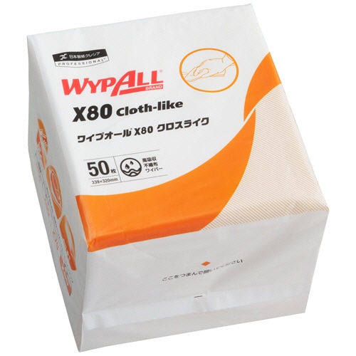 日本製紙クレシア　ワイプオールX80　クロスライク　4つ折り　60585　1セット（600枚：50枚×12パック）（ご注文単位1セット）【直送品】