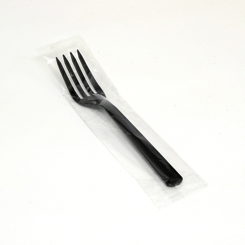 シモジマ HEIKO プラスチックフォーク 16cm 黒 単袋 #004513024 1セット(1000本:100本×10パック)(ご注文単位1セット)【直送品】