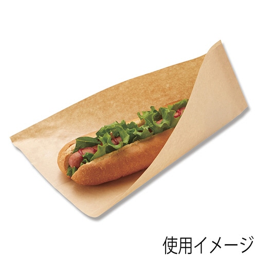 ホットドッグスリーブ 耐油 L 未晒 1セット(500枚:100枚×5パック)(ご注文単位1セット)【直送品】