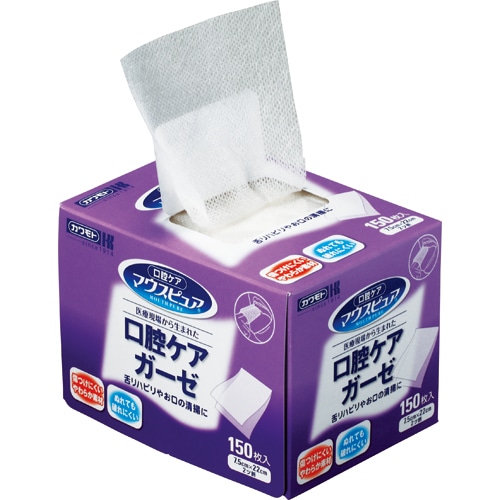 カワモト マウスピュア 口腔ケアガーゼ 1セット(3600枚:150枚×24箱)(ご注文単位1セット)【直送品】