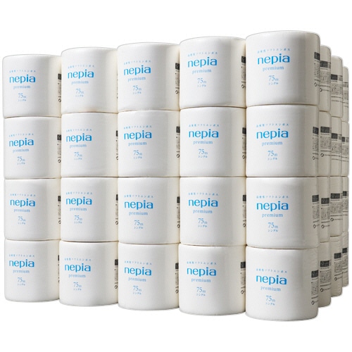 王子ネピア　ネピア　トイレットロール　個包装　シングル　芯あり　75m　1セット（240ロール：80ロール×3ケース）（ご注文単位1セット）【直送品】