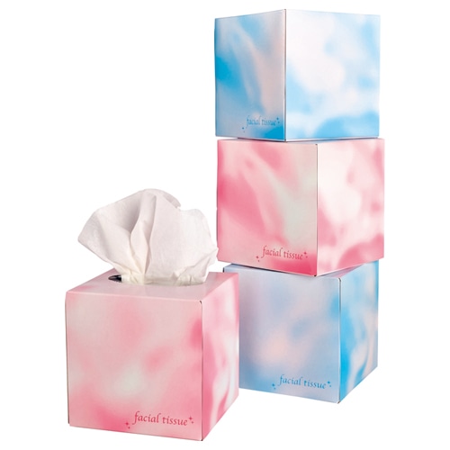大一紙工　フェイシャルティッシュ　サイコロBOX　80組／箱　ブルー　1セット（50箱）（ご注文単位1セット）【直送品】