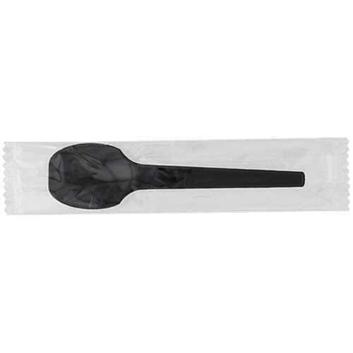 シモジマ HEIKO プラスチックスプーン 10cm 黒 単袋 #004513016 100本/パック(ご注文単位1パック)【直送品】