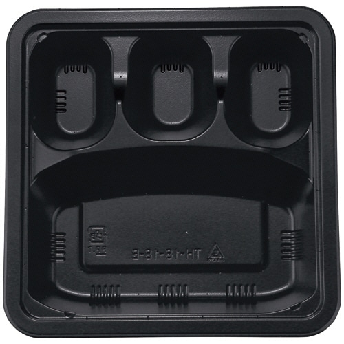 アヅミ産業 冷凍・レンジ対応容器 本体 ブラック TH1818MB 50枚/パック（ご注文単位1パック）【直送品】