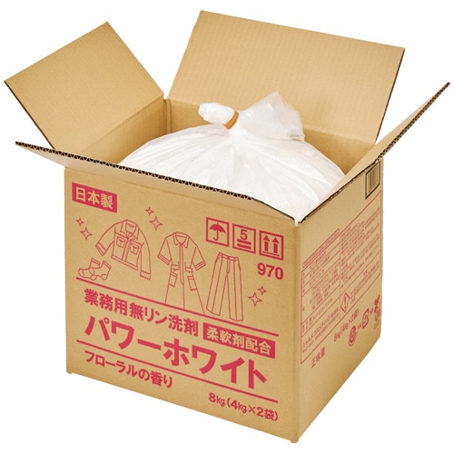 シャルメコスメティック 業務用無リン洗剤 パワーホワイト 柔軟剤配合 8kg 1箱/個（ご注文単位1個）【直送品】