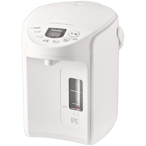 タイガー魔法瓶 VE電気まほうびん とく子さん 2.2L クールホワイト PIQ-G220WC 1台(ご注文単位1台)【直送品】