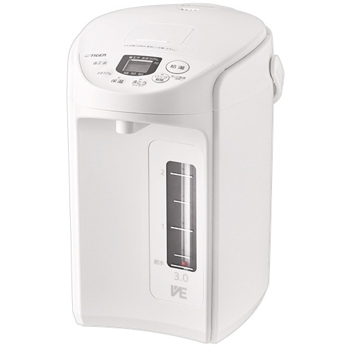 タイガー魔法瓶 VE電気まほうびん とく子さん 3.0L クールホワイト PIQ-G300WC 1台(ご注文単位1台)【直送品】