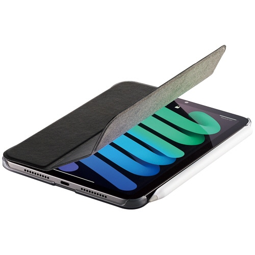 エレコム iPad mini 第6世代/手帳型/背面クリア/ソフトレザー/2アングル ブラック TB-A21SWV2BK 1個(ご注文単位1個)【直送品】