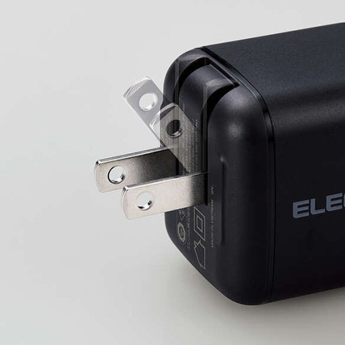 エレコム USB PowerDelivery 65W AC充電器(C-Cケーブル付属/2m) ブラック ACDC-PD8765BK 1個（ご注文単位1個）【直送品】