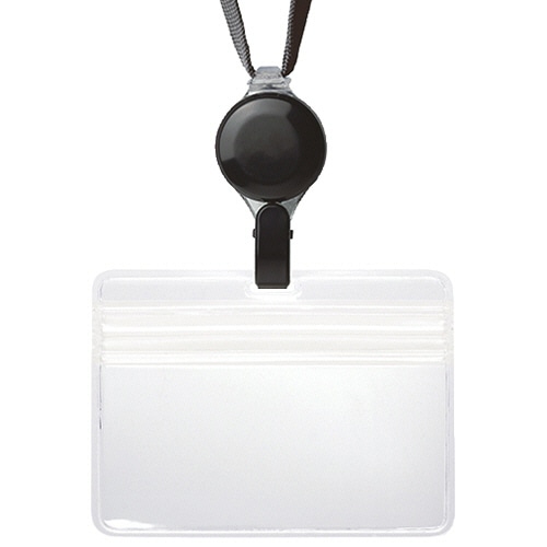 ソニック プロ耐リール 吊下げ名札 防水チャック 黒 NF-2184-D 1個（ご注文単位1個）【直送品】