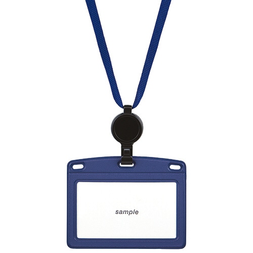 オープン工業 吊下げ名札 リール式 レザー調 ヨコ名刺サイズ 青 NL-25P-BU 1個（ご注文単位1個）【直送品】