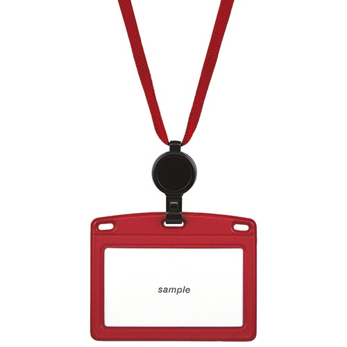 オープン工業 吊下げ名札 リール式 レザー調 ヨコ名刺サイズ 赤 NL-25P-RD 1個（ご注文単位1個）【直送品】