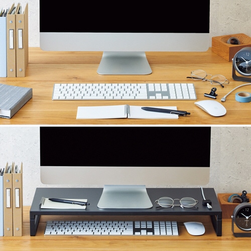 リヒトラブ 机上台 ロータイプ W590×D250×H80mm マットブラック A-7332-124 1台(ご注文単位1台)【直送品】