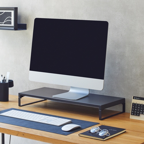 リヒトラブ 机上台 ロータイプ W590×D250×H80mm マットブラック A-7332-124 1台(ご注文単位1台)【直送品】