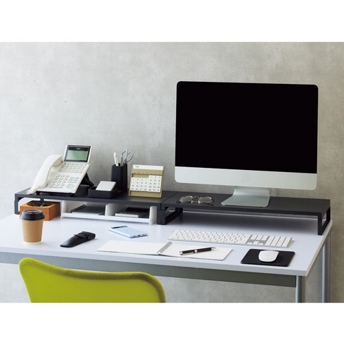 リヒトラブ 机上台 ロータイプ W590×D250×H80mm マットブラック A-7332-124 1台(ご注文単位1台)【直送品】