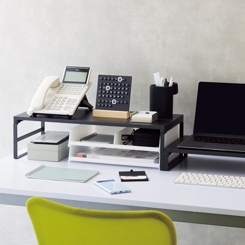 リヒトラブ 机上台 ハイタイプ W590×D250×H160mm マットブラック A-7333-124 1台(ご注文単位1台)【直送品】