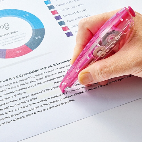 TANOSEE ノック式修正テープ(使い切り) 5.0mm幅×6m ピンク 1個（ご注文単位1個）【直送品】