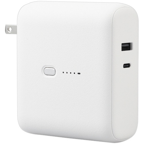 エレコム AC充電器一体モバイルバッテリー(20W/C×1+A×1) 10000mAh ホワイトフェイス DE-AC07-10000WF 1個(ご注文単位1個)【直送品】