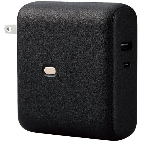 エレコム AC充電器一体モバイルバッテリー(20W/C×1+A×1) 10000mAh ブラック DE-AC07-10000BK 1個(ご注文単位1個)【直送品】
