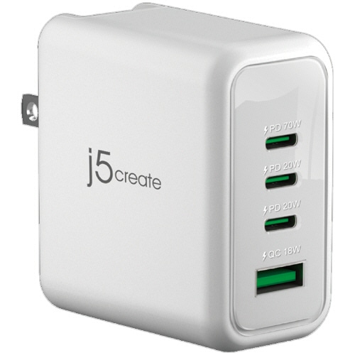 j5 Create 70W GaN USB-C 4ポート 急速充電器 JUP4370 1個(ご注文単位1個)【直送品】