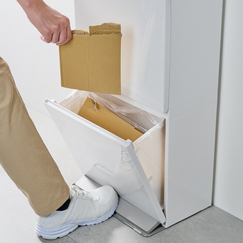 アスベル 分別ペダル2段ワイド 40L ホワイト A6604 1台/個（ご注文単位1個）【直送品】