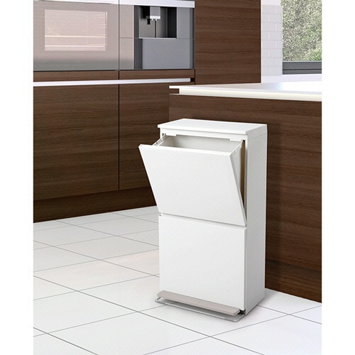 アスベル 分別ペダル2段ワイド 40L ホワイト A6604 1台/個（ご注文単位1個）【直送品】