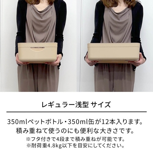 天馬 やわらか収納ケース レギュラー 浅型 ホワイト 1個(ご注文単位1個)【直送品】