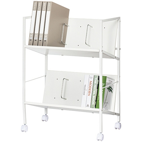 アスカ 木製ファイルワゴン 2段 ホワイト FWG02W 1台(ご注文単位1台)【直送品】