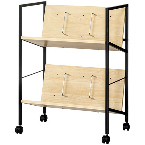アスカ 木製ファイルワゴン 2段 ナチュラル/ブラック FWG02BK 1台（ご注文単位1台）【直送品】